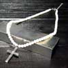 CROSS TOP STONE NECKLACE /MOTHER OF PEARL